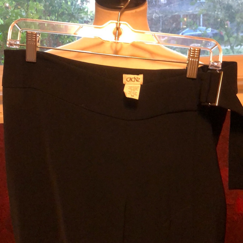 Cache wide leg pants with left side slit